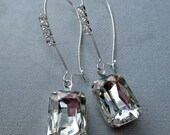 Wedding Bridal Jewelry Crystal Earrings Silver Vintage Bridesmaids Gift  CRYSTAL CASCADE