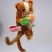 Needle Felted  Fat Cat on a Thin Branch