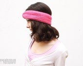 Pink Headband, Crochet Earwarmer, Bow Headwrap, MADE TO ORDER, Teen Fashion
