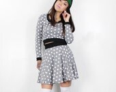 Lavender Polka Dot Two Piece - Long Sleeved Crop Top - Plus Skirt - MADE-To-ORDER