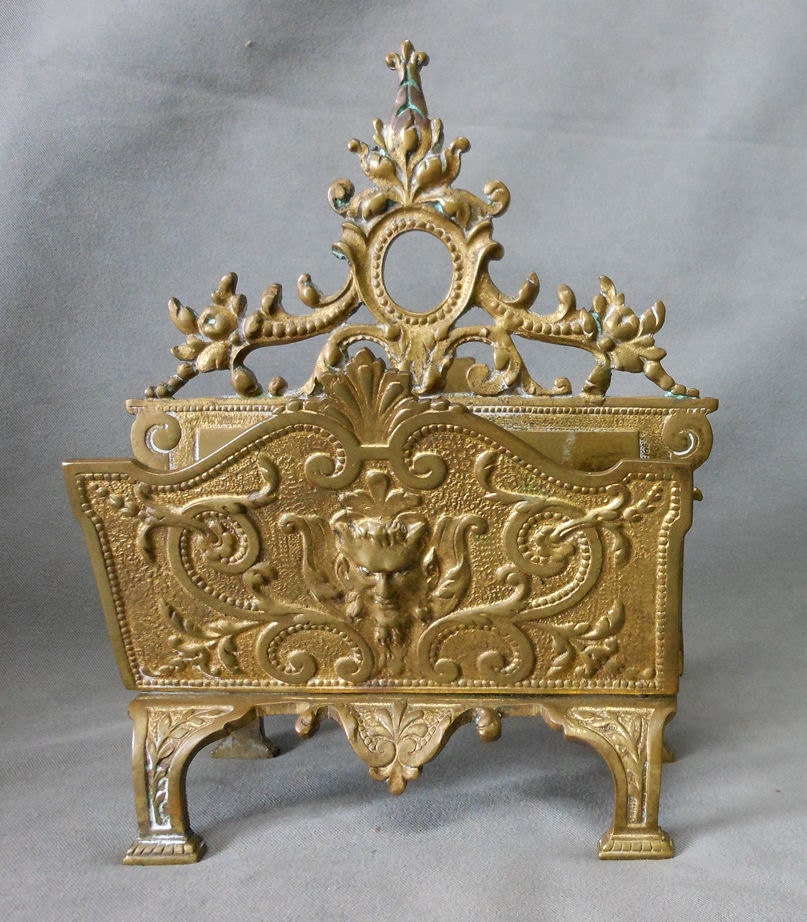 Victorian Desk Top Letter Holder with Gargoyles & Sea Serpents