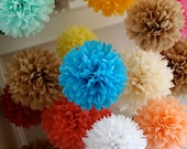Custom Colors ... 75 tissue paper poms // tent wedding decorations // birthday // anniversary // bar mitzvah // party decorations