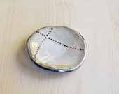Stoneware porcelain mix glazed hand built dish with dotted X design