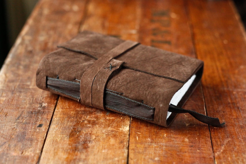 Brown Leather Journal with Black Ribbon Bookmark