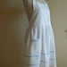 White Linen Apron with Light Blue Stripes and Pockets