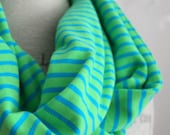 pique knit electric green and blue stripes infinity scarf