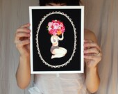 Flower Face - 8x10 Archival fine art Print - Romantic Acrylic Painting