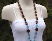 Icy Blue and Chocolate Brown Boho Necklace