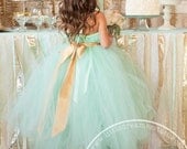 Mint Green Tutu Dress with Gold Sash