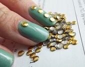 GOLD 3mm ROUND Metal Studs 100 Pieces Nail Rhinestuds Hotfix