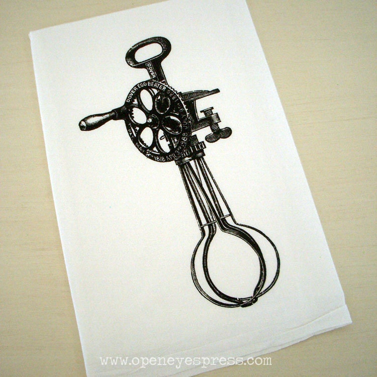 Lint-Free Cotton Tea Towel /// EGG BEATER (White)
