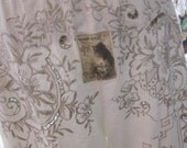 Vintage Kitty bloomers.. embroidered linen, ooak, off-white and pale ecru.. luxurious linen.. vintage cloth..XL/2XL PLUS....