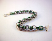 Bright Green Helm Chain - Elegant Chainmaille Bracelet - Unique Chainmail Jewelry in Green, Perfect for Casual Wear