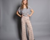70s Novelty SW Print FLARES / High Waist Wide Leg Bell Bottom Pants, xs