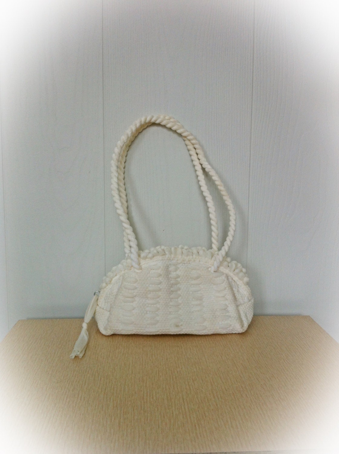 Vintage 1950s  White Nylon Purse