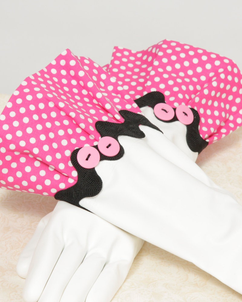 Hot Pink Black and White Diva Gloves for Dish washing and Cleaning