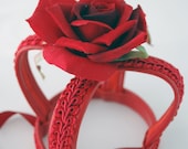 Gothic Red Rose Leather Crown