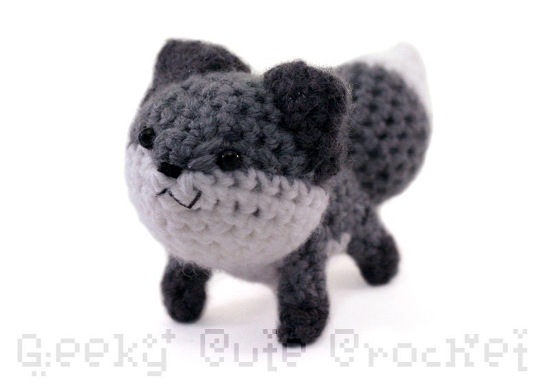 Gray Fox Amigurumi - crochet plush toy - MADE TO ORDER