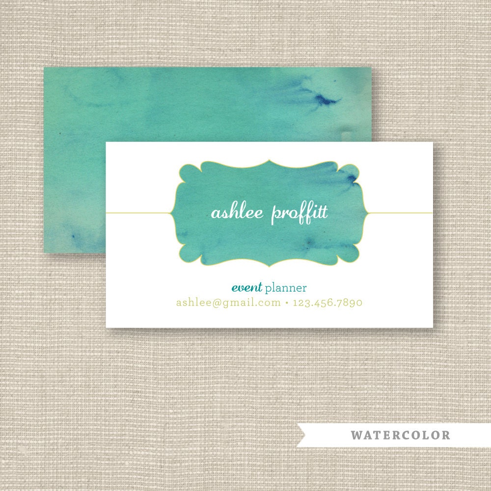 Business Card, Calling Card, Mommy Card - Ombre Watercolor Stripes