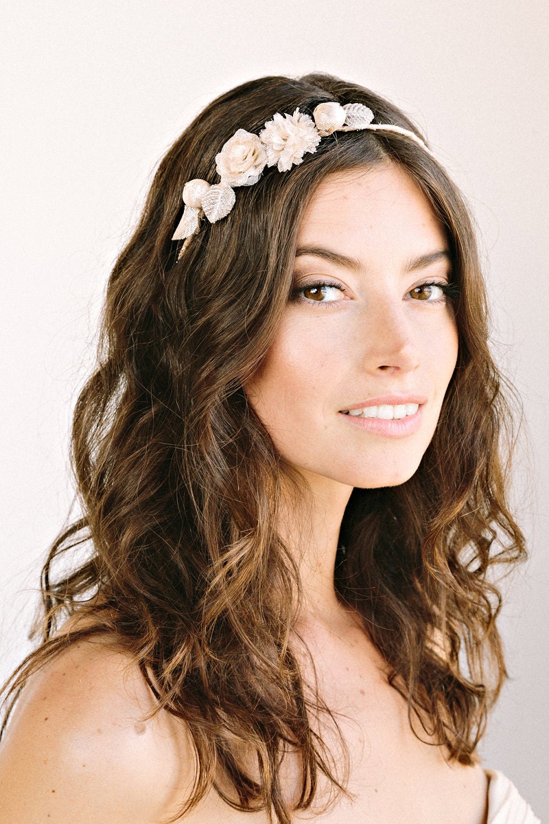 KELLI Floral Halo- crown, floral, bridal, rhinestone, crystal, veil, wedding, tiara, headpiece