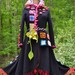 Sweater Coat with pom poms, crochet squares and felted flower. Size Small. Ready to ship