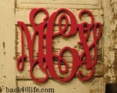 Large Vines Wooden Monogram PAINTED cutout  - 20 inch - wedding photo prop vintage shabby chic cottage decor