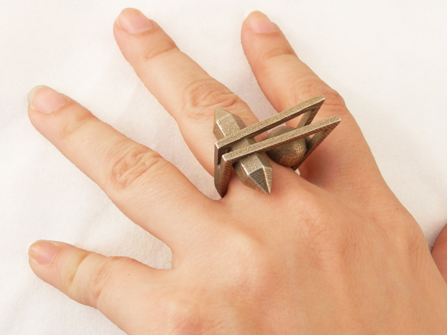 Crystal and Ball Ring in Steel