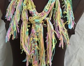 Multi Color Bamboo Handmade Lacy Crochet Scarf