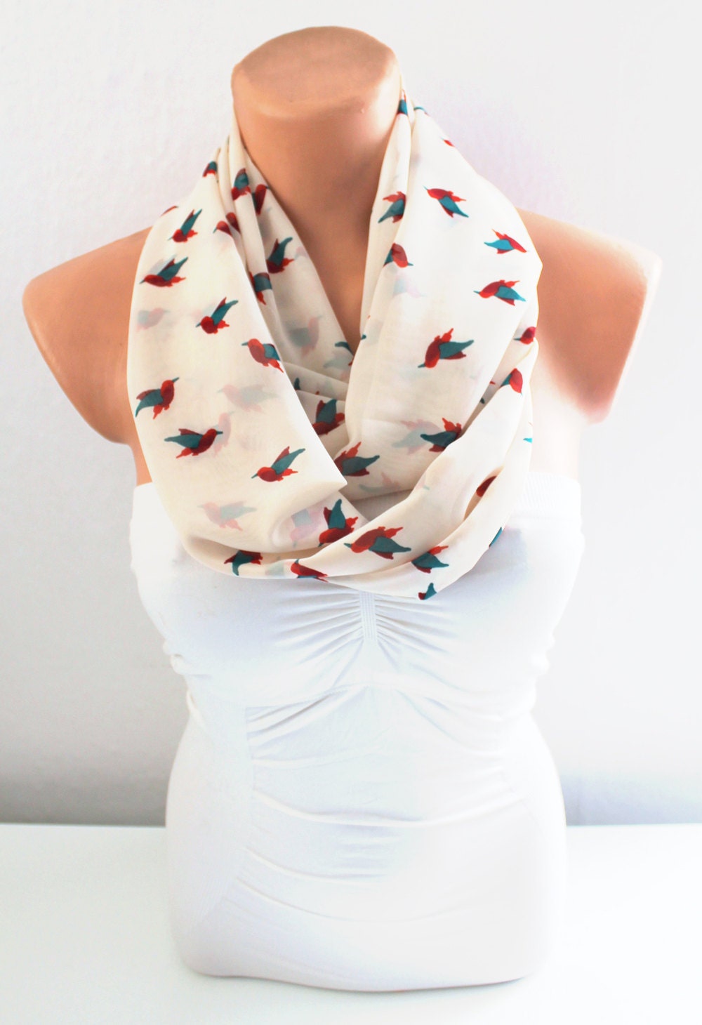 Infinity Scarf Loop Scarf Circle Scarf Bird Scarf Cowl Scarf Soft and Lightweight