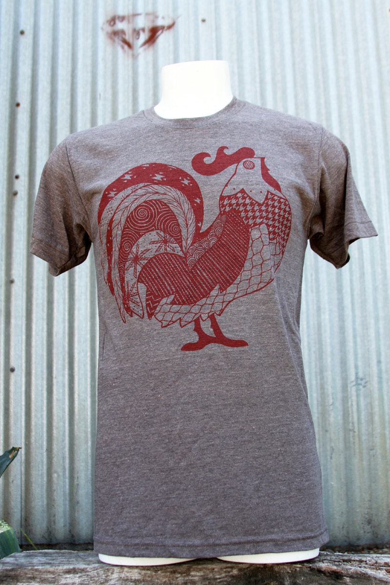 Rooster Tee - american apparel - tri coffee