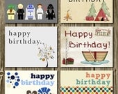 SALE - Boy Themed Happy Birthday Card Assortment. For him. Assorted Birthday Set. Sports. Fishing. Star Wars. Camping.