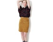 Vintage skirt / soft suede high waist short skirt / size M