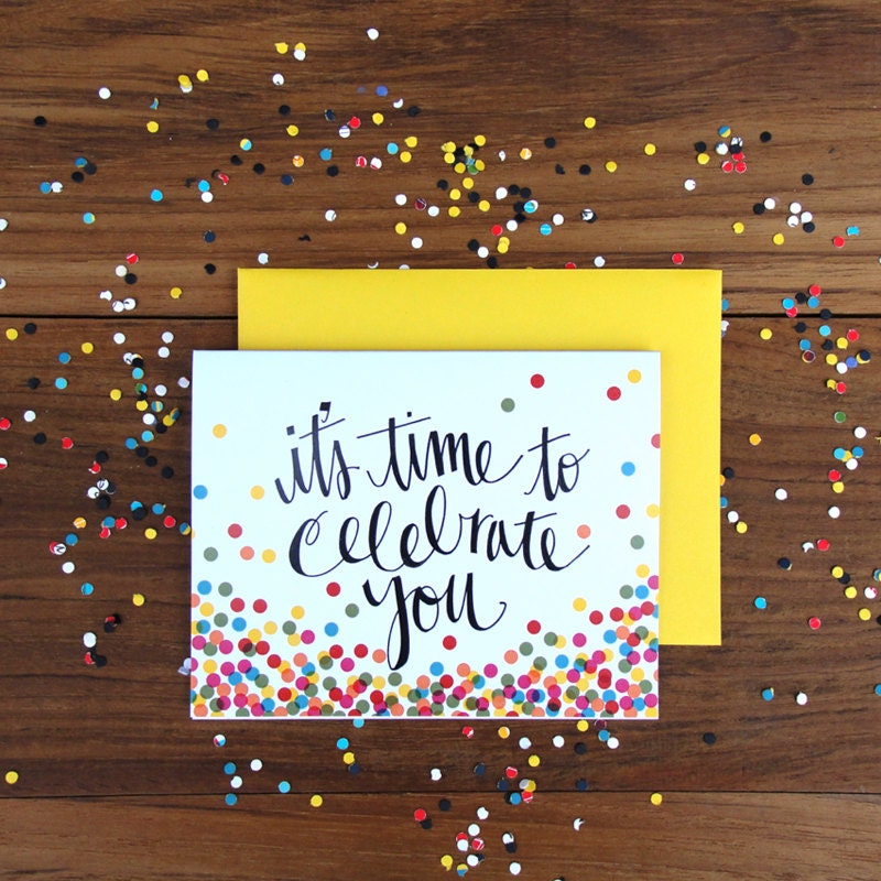 Boxed Set of It's Confetti Time Greeting Cards, Handwritten Typography