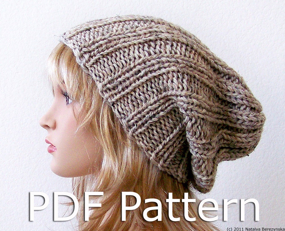 KNITTING PATTERN - Slouchy Beanie Pattern - Knit Hat Pattern - PDF Tutorial - Instant Download