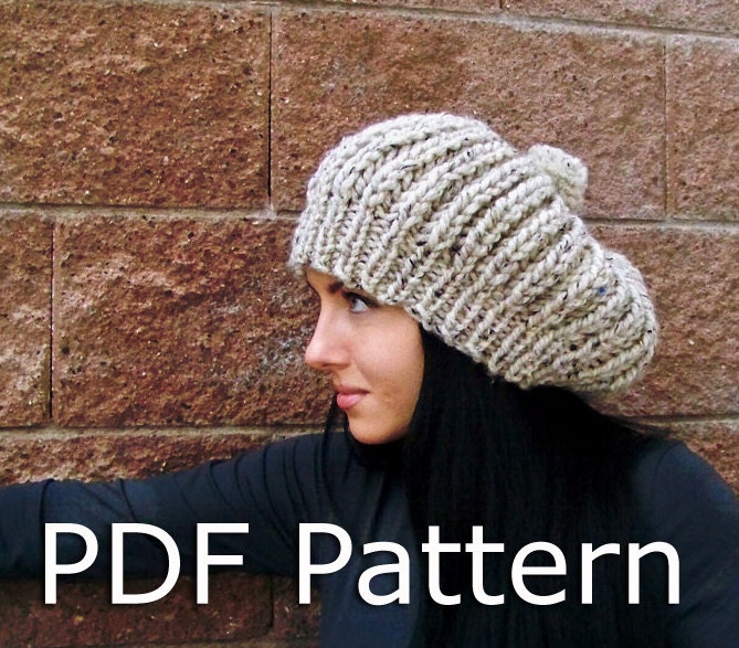 KNITTING PATTERN - Slouchy Beanie Pattern, Knitted Hat Pattern, Slouch Hat Pattern, Chunky Beanie Pattern - Instant Download