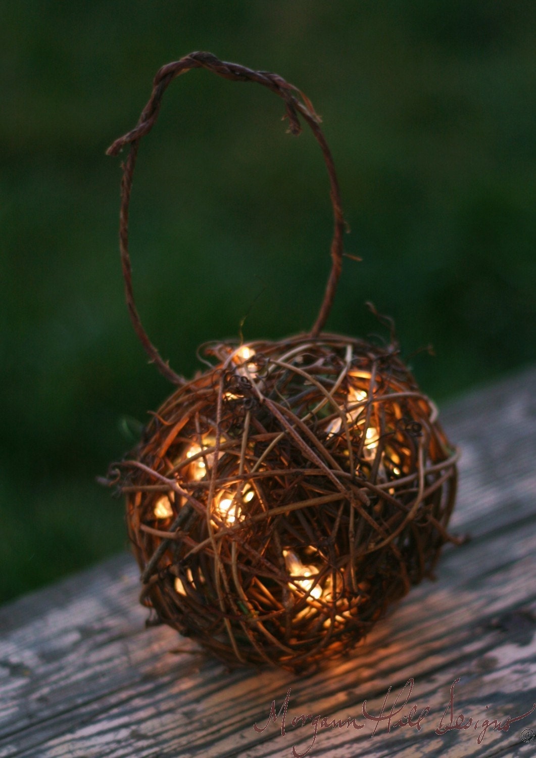 Rustic Candles Firefly Lightning Bug Lanterns With Moss Flower Girl Basket Alternative (Item Number 140032)