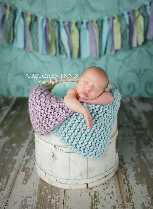 Mini Blankets Baby Wrap Newborn Photography Prop Basket Filler Blue