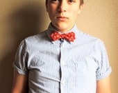 Boys Bow Tie Red and White Horseshoe Print Diamond Tip Bow Tie Urban Fashion for Boys from the John Richard Line for Boys