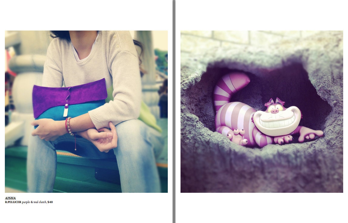 SALE - Color Blocked Suede Leather Clutch