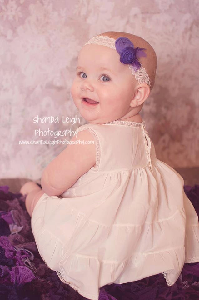 Purple Fabric Rosette with Feathers, Interchangeable Snap Accessory