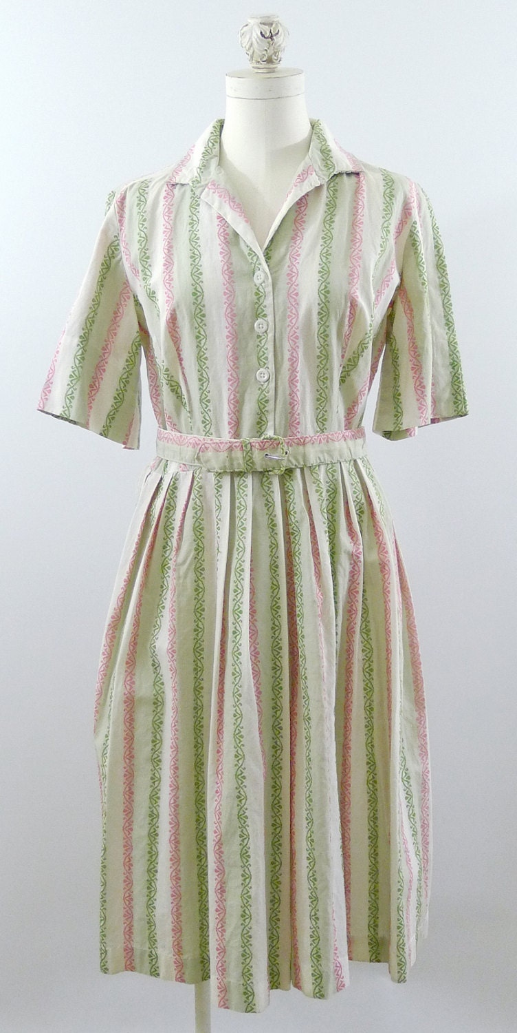 Mint and Pink Shirtwaist Dress