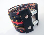Wide Multi Strand Recycled Scarf Bracelet- size M-L - Fabric Cuff