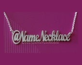 Twitter Name Necklace in double thick silver with Rolo chain, any twitter user name up to 13 letters