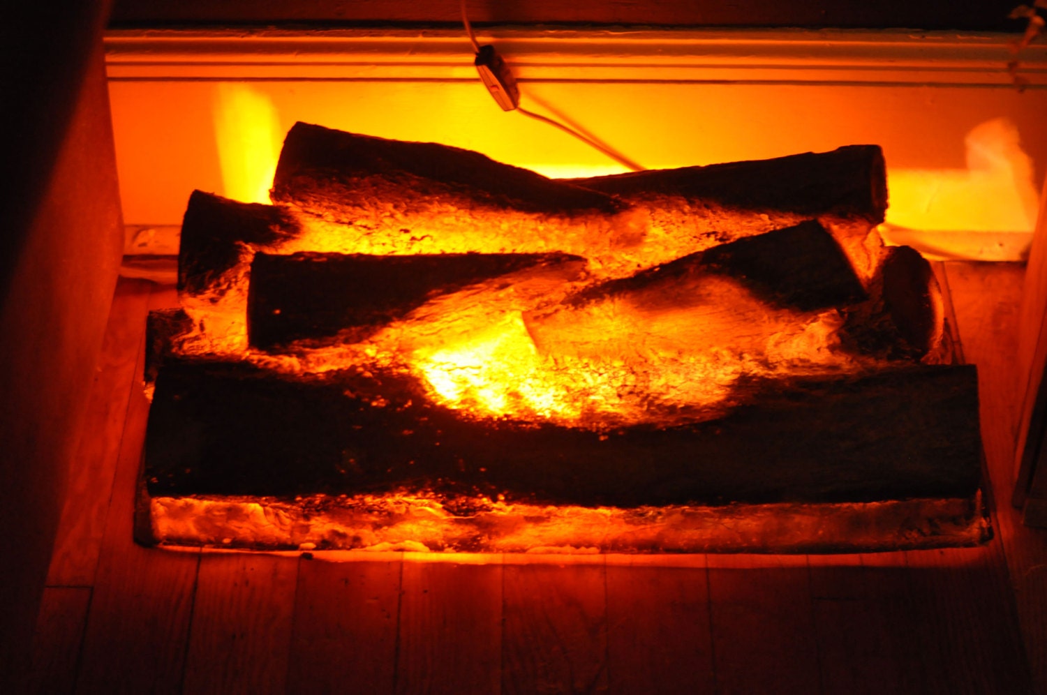 Vintage Faux Fireplace Log Light Fake Burning Logs