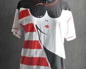 Vintage 80s Tshirt Nagel Style Sunglasses Lady