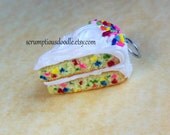 polymer clay funfetti cake slice charm