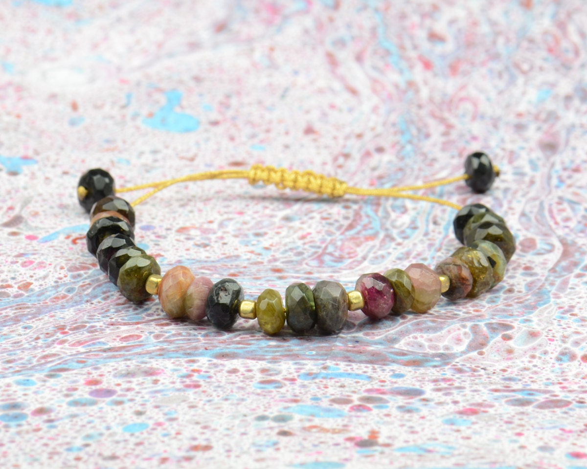 SALE-Tourmaline bracelet with sterling silver vermeil beads