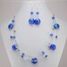 Necklace & Earring Set - Silver Lined Royal Blue 3-Strand - Cobalt