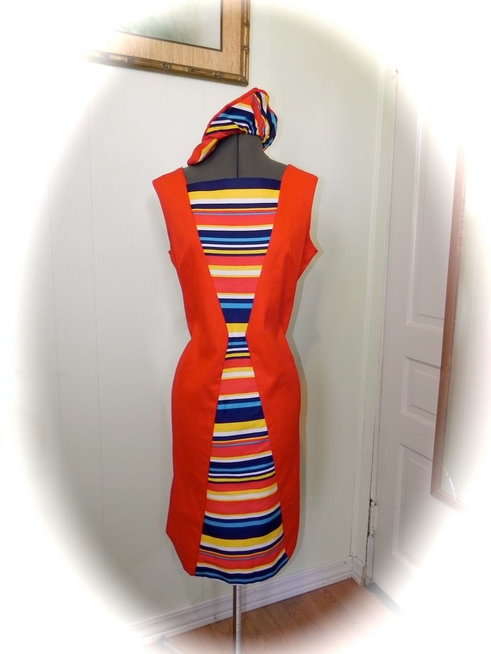 FAB Dead Stock 60s Massively Mod Red Dress And Hat Set L  XL