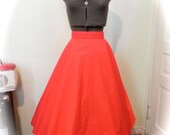 Vintage 50s RED Rockabilly Circle Skirt L